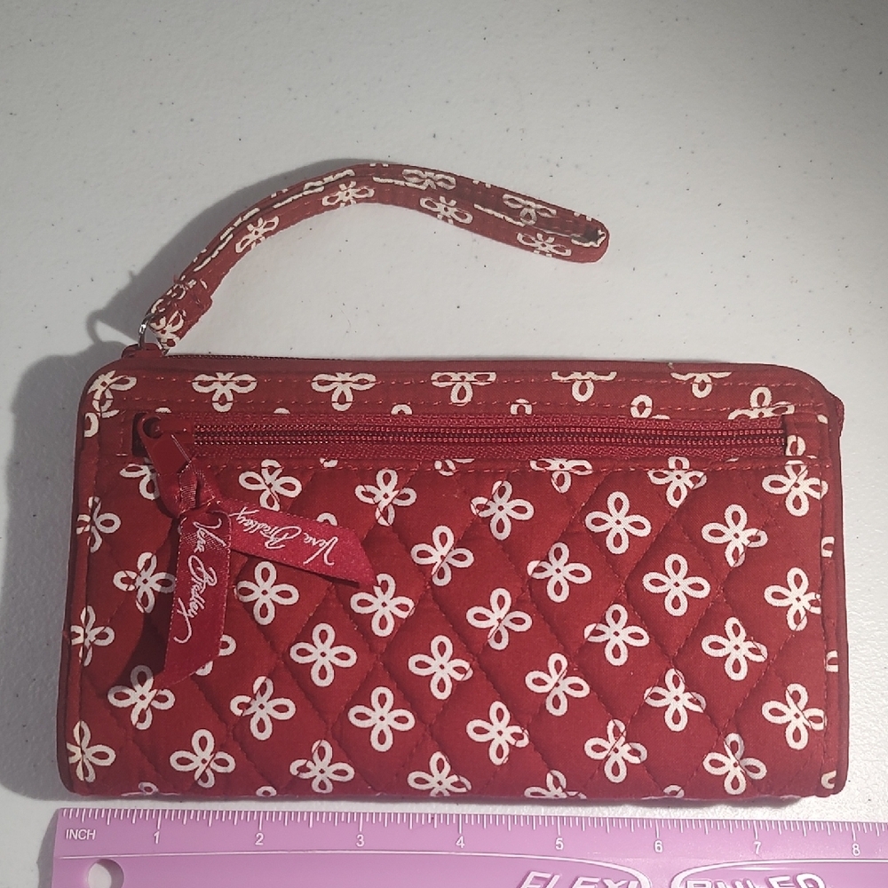 Vera Bradley Red and White Mini Concerto Pattern Wristlet - Picture 2 of 5